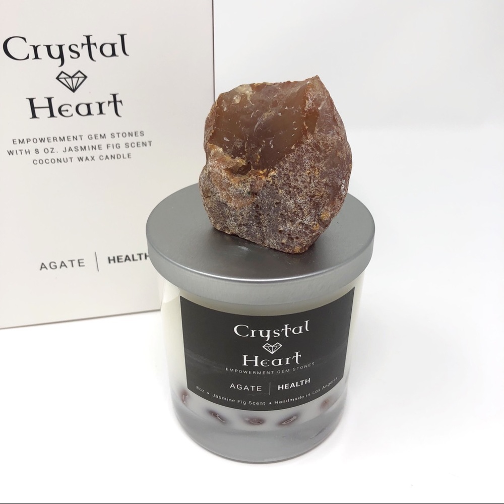 Agate Soy Coconut Blend Crystal Heart Candle NIB